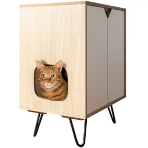 Luxury Cat Condo Box Pet Houses Indoor Modern Cat Furniture Furniture Hidden Litter Cabinet Enclosure Wood Home Furniture Solid