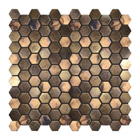 Tuiles hexagonales en mosaïque métallique, bronze antique, miroir en laiton, décoration murale, carrelage de sol