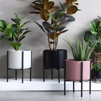Rak bunga besi tempa logam sederhana Modern rak Pot dekoratif dalam ruangan ruang tamu balkon gaya Panel kayu untuk furnitur