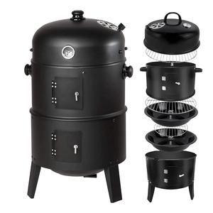 Barbecue d'extérieur instantané en fonte et acier inoxydable, type seau, au charbon de bois, avec fonction fumoir - Product Image 1