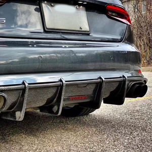 Nouveau protecteur de diffuseur de pare-chocs arrière en Fiber de carbone A5 avec lumière LED pour A5 B9 <span class=keywords><strong>Sline</strong></span> & S5 Coupé & Sportback 2017 2018 2019 2020 - Product Image 6