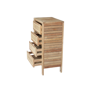 Armoire en teck et rotin avec quatre tiroirs spacieux, alliant élégance naturelle et design robuste pour un rangement élégant - Product Image 5