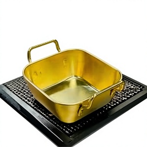 Casserole ovale en métal de qualité supérieure avec poignées latérales en cuivre, portable, capacité 1-2L, design minimaliste, sans revêtement, compatible gaz et induction, passe au congélateur - Product Image 1
