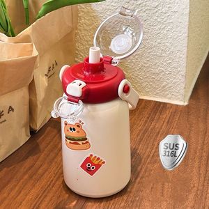 Botella de Agua Deportiva a Prueba de Fugas, de Acero Inoxidable, Aislada al Vacío, Reutilizable, para Niños, con Pajita, Rendimiento Térmico de 12-24 Horas - Product Image 2