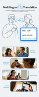 Lentes Inteligentes con IA, Traducción Multilingüe en Tiempo Real, Cámara de 8MP, Video 1080P, Audio de Alta Fidelidad, Cancelación de Ruido, Ultraligeros (43g), Bluetooth