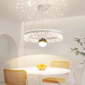 โคมไฟระย้า LED ทรงกลมทันสมัย ​​E26 รีโมทคอนโทรล หัวเดียว สำหรับห้องนั่งเล่น ห้องนอน โคมไฟจงซาน - Product Image 4