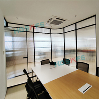 HDSAFE Cloison fixe moderne en verre avec porte coulissante Cloison de séparation en verre de bureau Porte battante Portes de séparation en aluminium