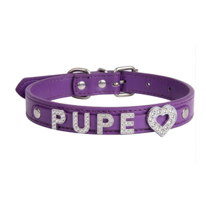 Collier personnalisé de luxe réglable en PU avec lettres en diamant, breloques nominatives, décoration en dentelle pour chien, style simple et mignon, toutes saisons, pour l'entraînement des animaux de compagnie - Product Image 1