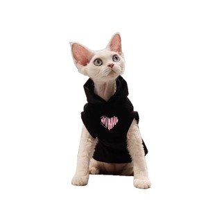 Chaleco con Capucha Negro para Gatos, <span class=keywords><strong>de</strong></span> Lujo, Cómodo para las Cuatro Estaciones, con Logotipo <span class=keywords><strong>de</strong></span> Corazón, Diseño Informal, <span class=keywords><strong>de</strong></span> Poliéster, para Gatos sin Pelo - Product Image 5