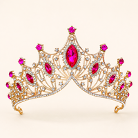 Coiffe de mariée multicolore en pierres précieuses, forme royale, ton or, bijou de cheveux léger pour mariage et cérémonie de concours