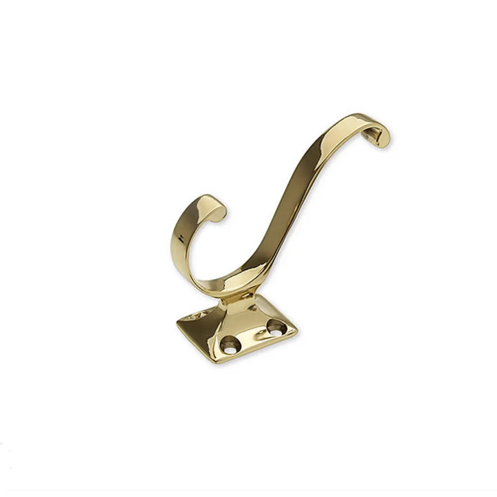 Solid Brass Coat Hook - Double Double Hooks