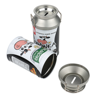 Boîtes à monnaie cylindriques en fer blanc personnalisées pour enfants, en gros, avec matériaux recyclés