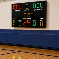 Papan Skor Pertandingan Bola Basket LED Merah/Kuning/Hijau Kecerahan Tinggi Indoor/Outdoor Kontrol Jarak Jauh Timer Lapangan Sekolah Klub Grosir