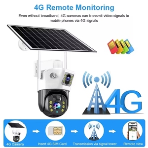 Cámara de Seguridad Solar 4G de Doble Lente 4MP y 4MP, Impermeable IP66, PTZ, Visión Nocturna a Todo Color, Aplicación <span class=keywords><strong>V380</strong></span> <span class=keywords><strong>Pro</strong></span> para Monitoreo <span class=keywords><strong>en</strong></span> Exteriores - Product Image 1
