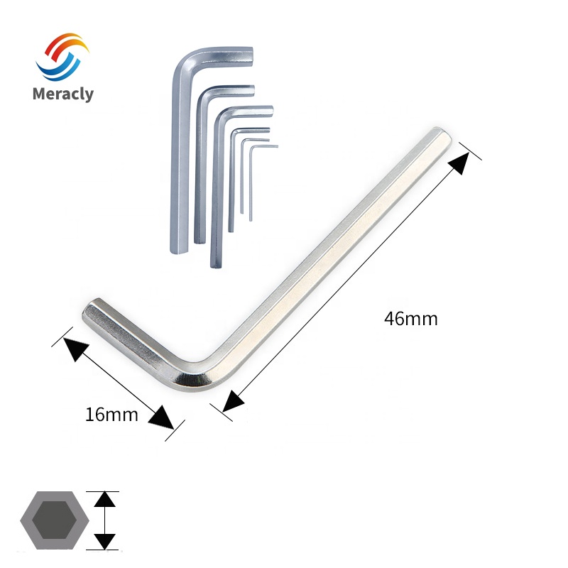 Factory 5mm tempered 45# steel short arm hex socket wrench L-shaped wrench nickel plated manual