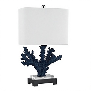 Lampe de table en cristal bleu corail pour hall d'hôtel, chambre d'hôtel, salon, chambre à coucher, bureau, éclairage et décoration de la maison - Product Image 1
