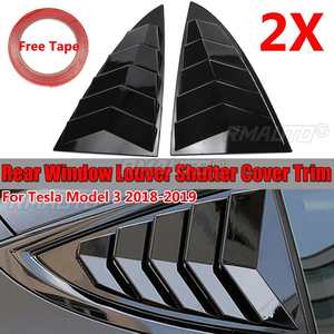 2pcs Car Rear <b>Window</b> Shutter <b>Cover</b> Trim <b>Window</b> Louver Side Vent Trim For Tesla Model 3 2018-2019 Accessories - Product Image 6