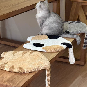 QINGNAN Cat Tail Home <strong>Cushion</strong> Flocking Soft Comfortable <strong>Round</strong> <strong>Stool</strong> Chair Seat Non-slip Cute Animal Pattern Machine Washable Mat - Product Image 2