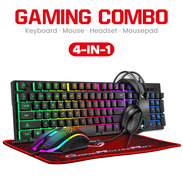 Wholesale 4-in-1 Gaming Keyboard Mouse Headphones and Mousepad Set Starter Gaming Gear Combo for PC Gamer TF400