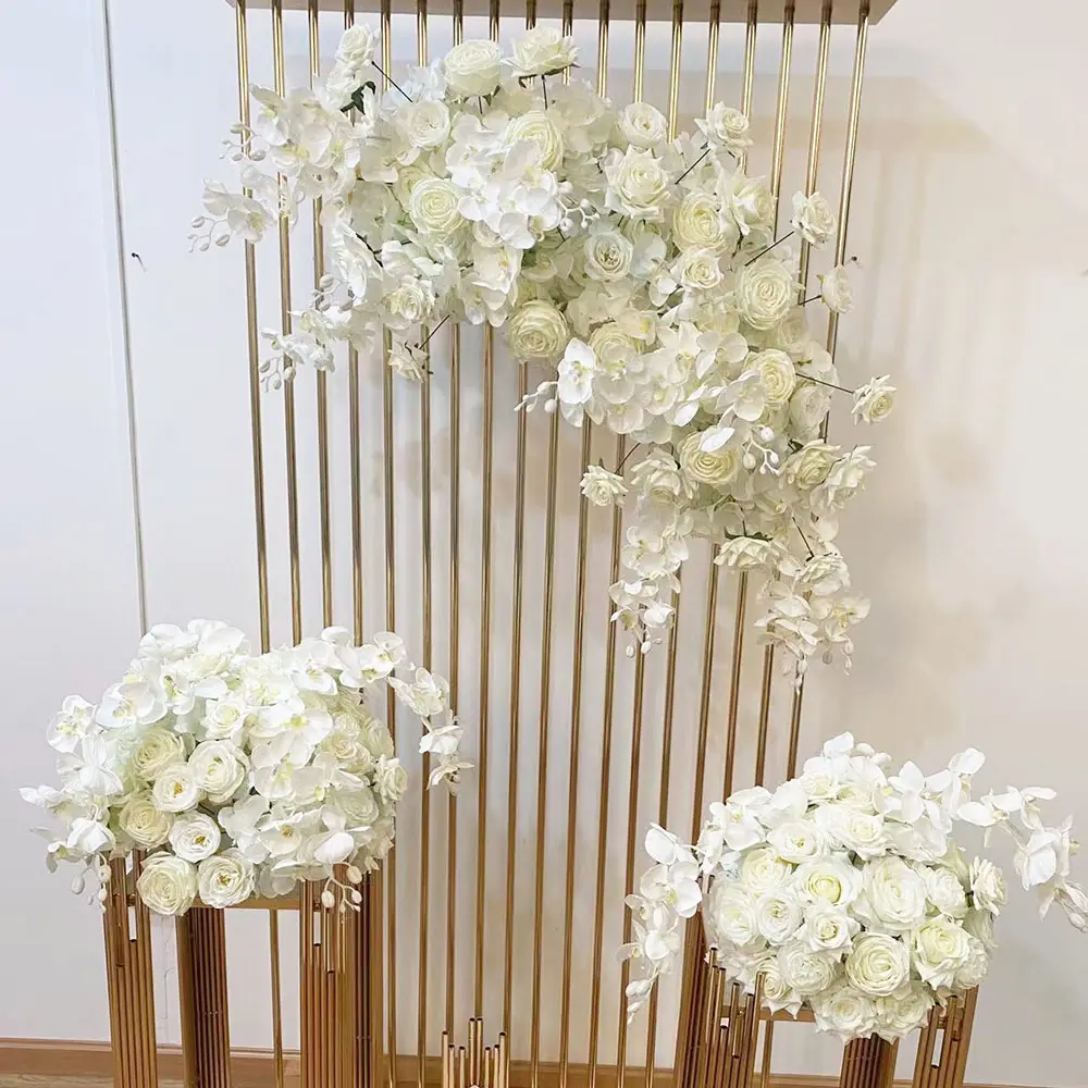 Customized wedding table centerpieces flower Ball white rose stage flower hanging wedding backdrop orchid flower set Arch