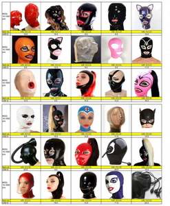 Sexy Latex Headgear Latex Tight <strong>Hoodie</strong> Classic Big Eyes Open Zipper Fetish Rubber Mask - Product Image 4