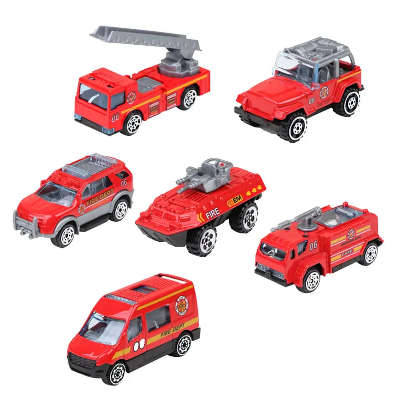 Mini diecast car model 1/64 simulation alloy fire truck alloy fire engine vehicle city transport car toys