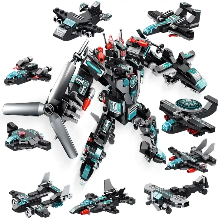 NEW Blast War 6 In 1 Assembled Boy Intelligence Toy Police Transforming Robot King Building Blocks Bricks Toys