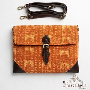 Handcrafted Mustard Block Print Crossbody Bag Boho Cotton <b>Shoulder</b> Purse Leather <b>Strap</b> Bulk Export India - Product Image 5