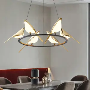 Luminaire suspendu à LED pour lustre de salle à manger moderne et créatif en forme d'oiseaux