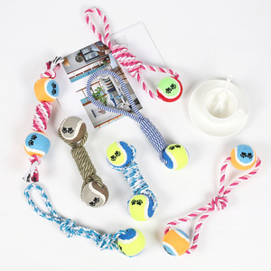 Jouet en corde pour chien, style double balle de tennis, résistant aux morsures, pour tirer la balle, avec poignée, taille moyenne, durable - Product Image 1