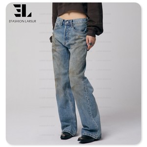 Larsur tùy chỉnh nhà máy phụ nữ đau khổ bẩn bùn rửa bùng jeans Y2K eo thấp baggy thẳng bootcut bùng denim quần phụ nữ - Product Image 2