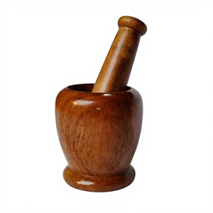Ensemble mortier et pilon en bois naturel, fait main, écologique et durable, pour herbes, épices, ail, gingembre et assaisonnements - Product Image 3