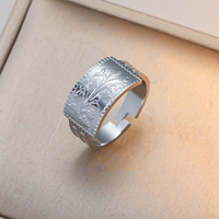 Bague ouverte ajustable en acier inoxydable doré, étanche, avec motif floral et feuille, style bohème, pour femme, cadeau Aïd Ramadan