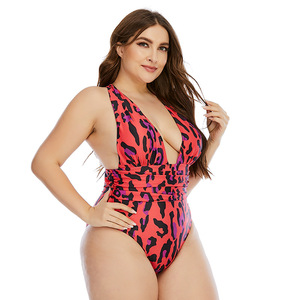 Prodotti di tendenza 2023 nuovi arrivi donna Plus Size costume da bagno rosso leopardo stampa Bikini donna XXXL costumi da bagno un pezzo - Product Image 3