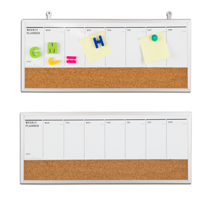 Lavagna Pianificatore Personalizzata Direttamente dalla Fabbrica - Combinazione Sughero e Lavagna Cancellabile a Secco - Calendario con Cornice Magnetica in Alluminio - Product Image 5