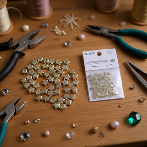 Ilan Borchie a Stella in Metallo 4x10mm Oro Bianco per Accessori Artigianali - Product Image 3