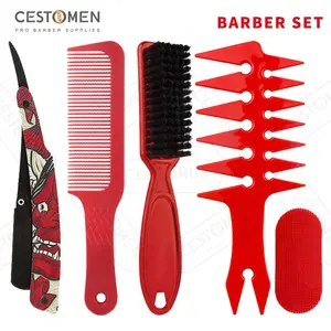 CESTOMEN6Pcsプロの理髪店ヘアカットツールギフトセットシェービングカミソリ美容師ヘアカットコームセットメンズヘアスタイリング