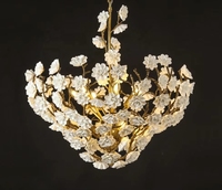 Lampes suspendues en céramique à motif floral, lustre vintage en laiton antique, lampes de style campagnard français pour îlot de cuisine