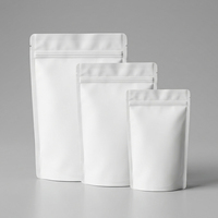 Pochette d'emballage pour aliments pour animaux de compagnie résistante à l'humidité, logo personnalisé, doypack blanc uni réutilisable, emballage de stockage alimentaire pour le café