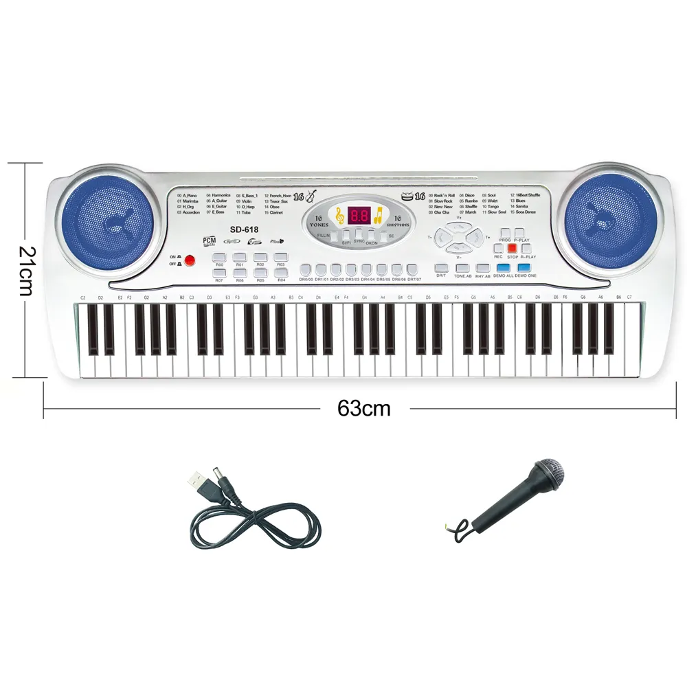 Instrumento Musical de piano con 61 teclas, instrumento electrónico multifunción con teclado y pantalla digital de 2 dígitos