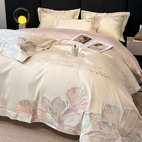Housse de couette en polyester jacquard de luxe épaisse pour l'automne et l'hiver, broderie florale, drap de lit, matelas, literie quatre pièces