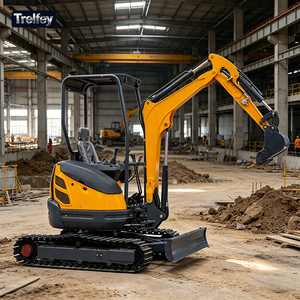 Miniexcavadora compacta <span class=keywords><strong>de</strong></span> 1 y 2 toneladas, excavadora <span class=keywords><strong>de</strong></span> orugas pequeña con giro <span class=keywords><strong>de</strong></span> cola cero, chasis telescópico y control piloto completo para jardín - Product Image 1