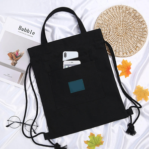 Nuova scuola di viaggio creativa con Logo personalizzato stringa di cotone tela con coulisse borse zaino con coulisse borsa zaino con tasca - Product Image 6