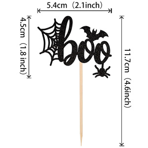 Décoration de gâteau en papier Nicro Original Factory Black Spider Web avec motif chauve-souris pour anniversaire, fête d'Halloween, cupcake, dessert - Product Image 4