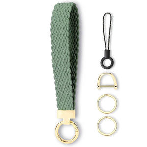 Gantungan Kunci Tali Pergelangan Tangan Poliester Elastis Motif Lingkaran Lucu, Dapat Digunakan Kembali, <span class=keywords><strong>2</strong></span> Ring Kunci, Ring D untuk Kunci Mobil, Gaya Sederhana, Tali Lanyard untuk - Product Image 1