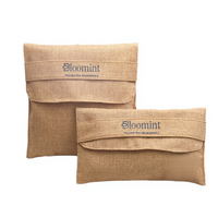 Pochette cadeau en toile de jute naturelle avec logo personnalisé imprimé et fermeture à rabat pour bijoux et emballage de plateau roulant