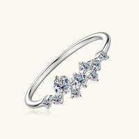Classique Brillant Beaux Bijoux Plaqué Or 14 Carats Argent Sterling 925 Bague de Mariage Moissanite en Grappe pour Femmes