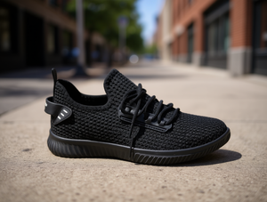 Scarpe Casual da Uomo in Tessuto Fly Knit con Lacci, Nere, Traspiranti, Punta Rotonda, per Tutte le Stagioni, Suola in Gomma, Intersuola in EVA, Fodera in Rete - Product Image 2