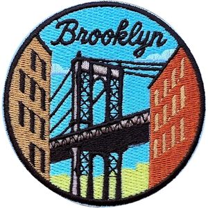 Brooklyn New York City Embroidery Nonwoven Felt 3-Inch Iron-<b>On</b> <b>Sew</b>-<b>On</b> Travel Applique <b>Patch</b> for Bags Various Colors - Product Image 1