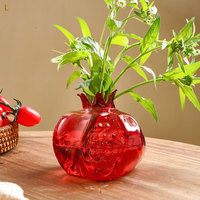 Vase en verre créatif en forme de grenade, mini-récipient hydroponique pour fleurs séchées, décoration de table, cadeau de fête